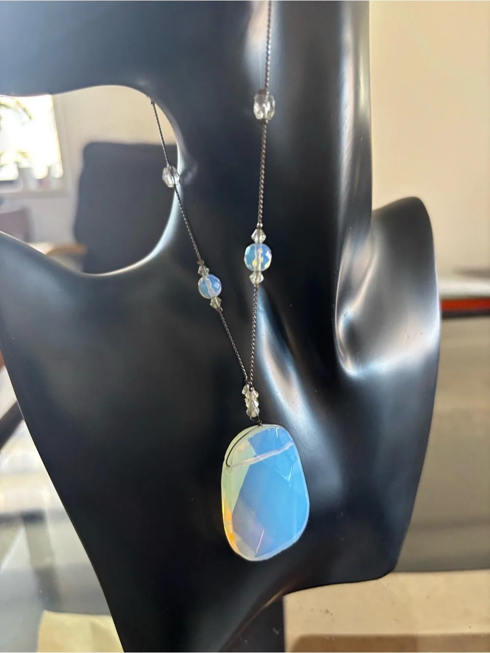 Necklace Moonstone Glass Opalite Sea Opal - Picture 14 of 14